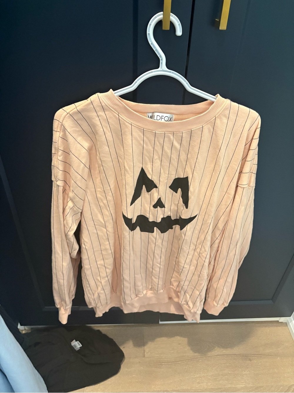 Wildfox Peach Pinstripe Pumpkin Face Sweatshirt